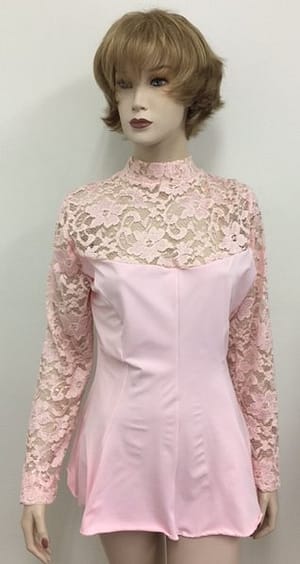 Lace Top Flair Blouse Pink