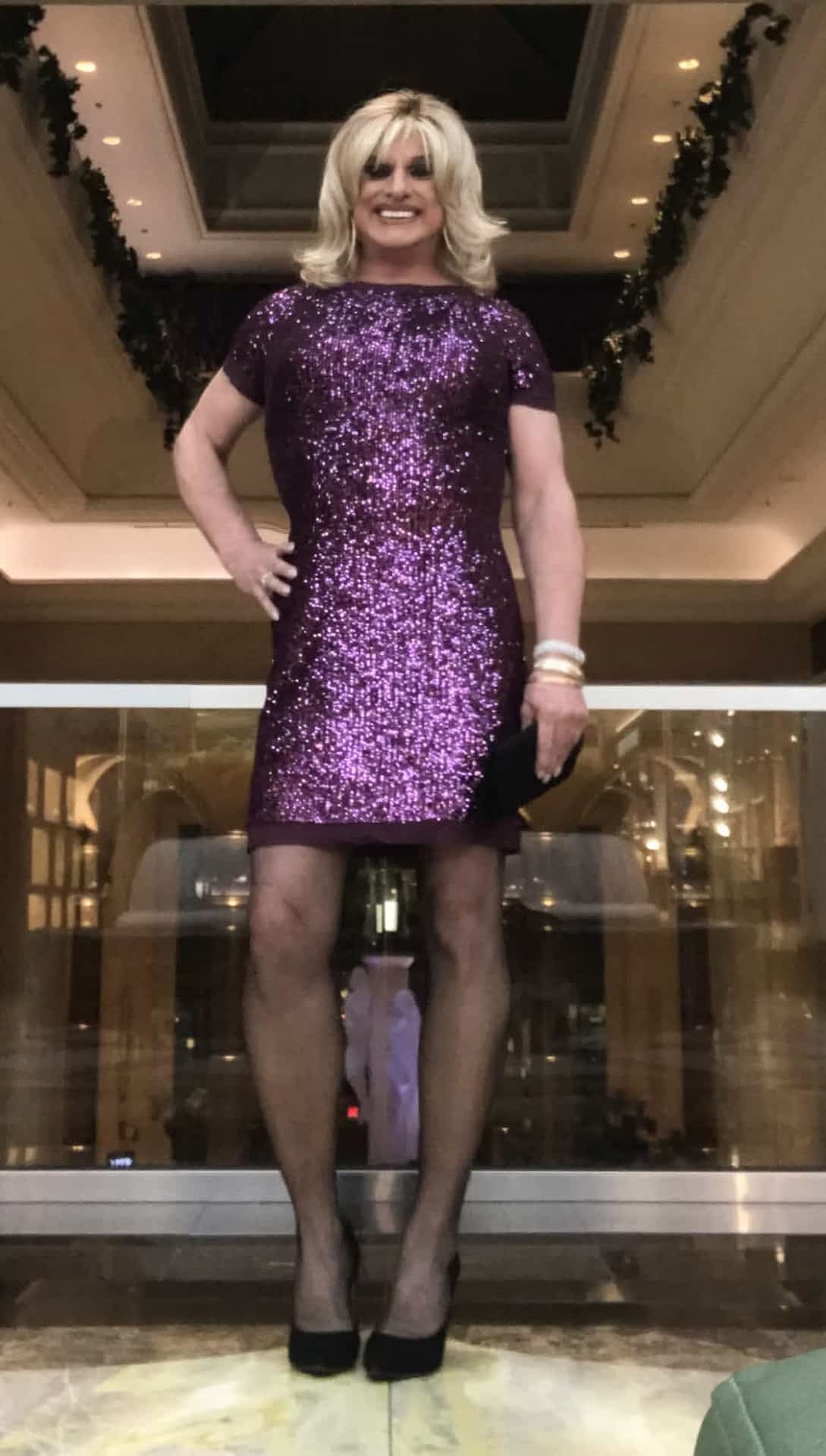 Love Me A Purple Sequin Dress In A Luxury Hotel Crossdresser Heaven