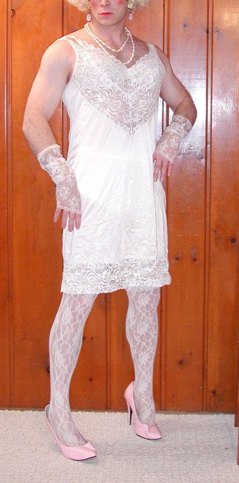 White Satin And Lace Full Slip What Is Under The Polka Dot Dress