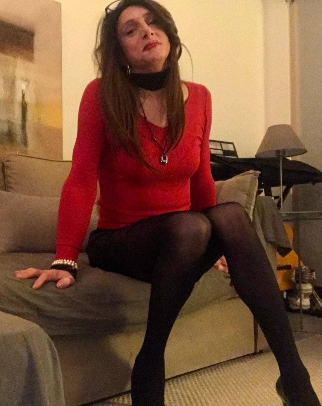 Black Skirt And Red Sweater Crossdresser Heaven