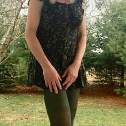 Green dress with green tights