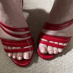 New strappy red heels