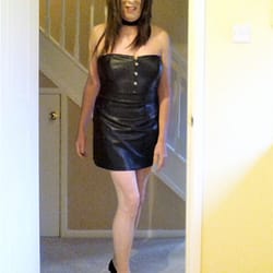 Full length Basque top and mini in Leather