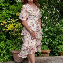 Summer Dress with Nude D’Orsay Heels