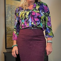 Colorful bowtie blouse