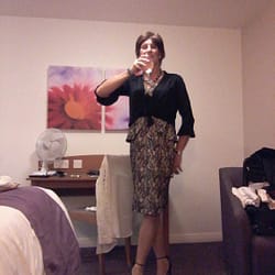 Andrea ready to go out for dinner