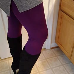 Purple Flannel Leggings black boots