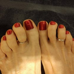 Red Polished Toes Nails
