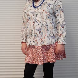 Paisley top with short skirt