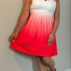 White and red ombré A-line dress by Calvin Klein Part 1