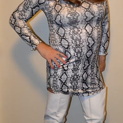 Snakeskin dress with thigh boots