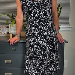 Short-sleeve polka-dot midi dress