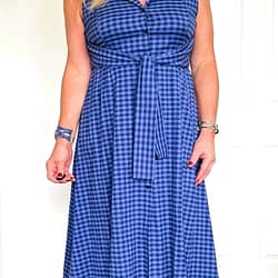 Button-front gingham collar dress by DKNY