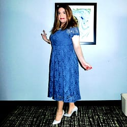 Lace dress and 4.5” stilettos