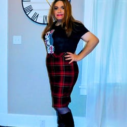 Plaid skirt and boots