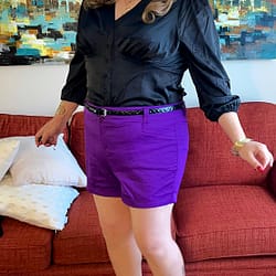 Purple shorts and favorite black blouse