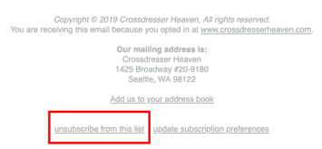 Crossdresser Newsletter Unsubscribe