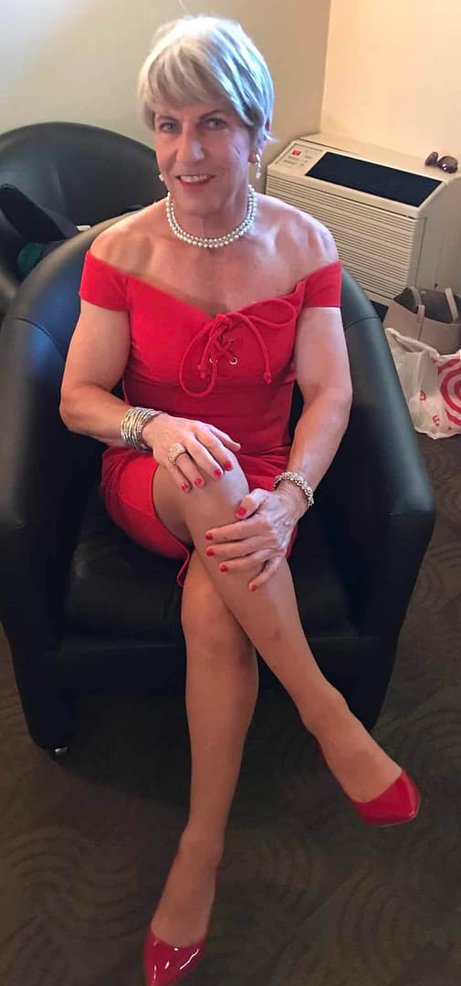 Loving my red cocktail dress