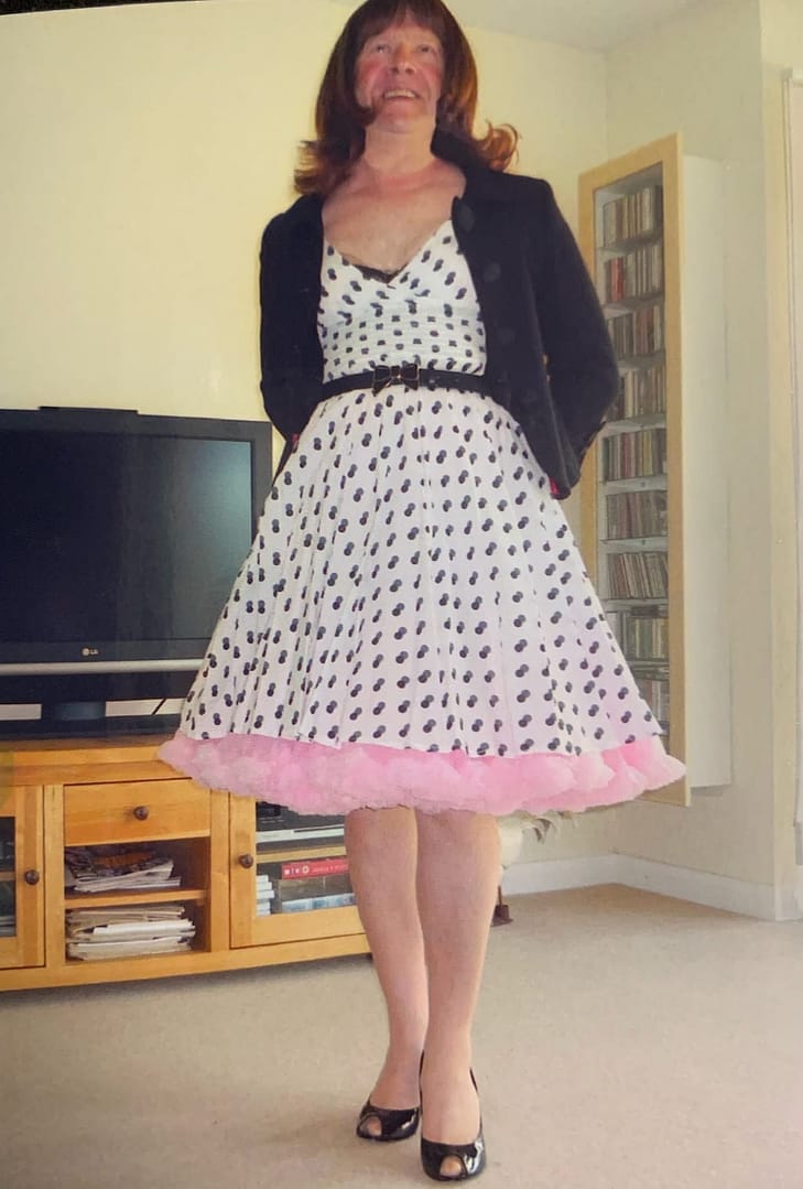 Black and white polka dot 1950s style dress with chiffon petticoat ...